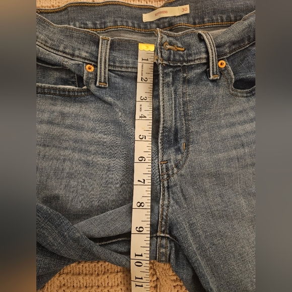 Levi's Womens Boyfriend Jeans 30 Tapered Mid Rise Distressed Stretch Blue - Picture 3 of 6